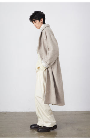 Over-Silhouette Drop Shoulder Wool Trench Coat