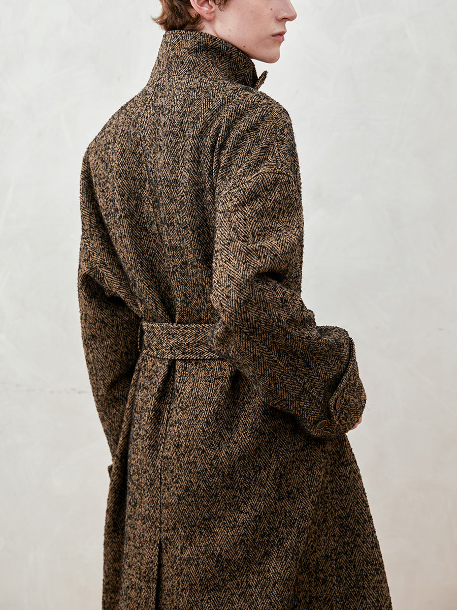 Herringbone Double-Breasted Coat