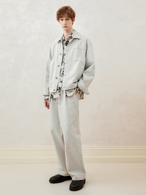 Stone-washed denim jacket