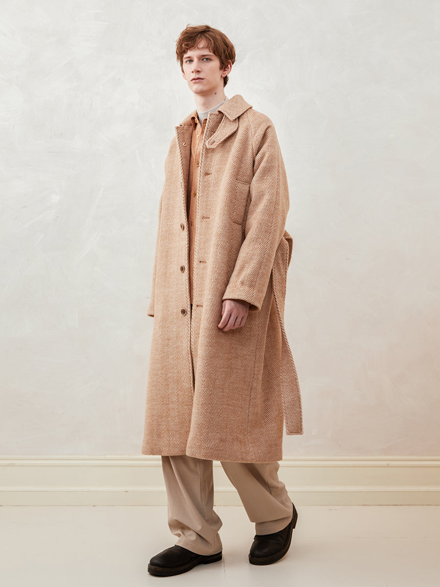 Herringbone Drop Shoulder Overcoat