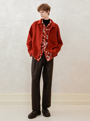 Silk and Wool Blend Reversible Shirt Jacket
