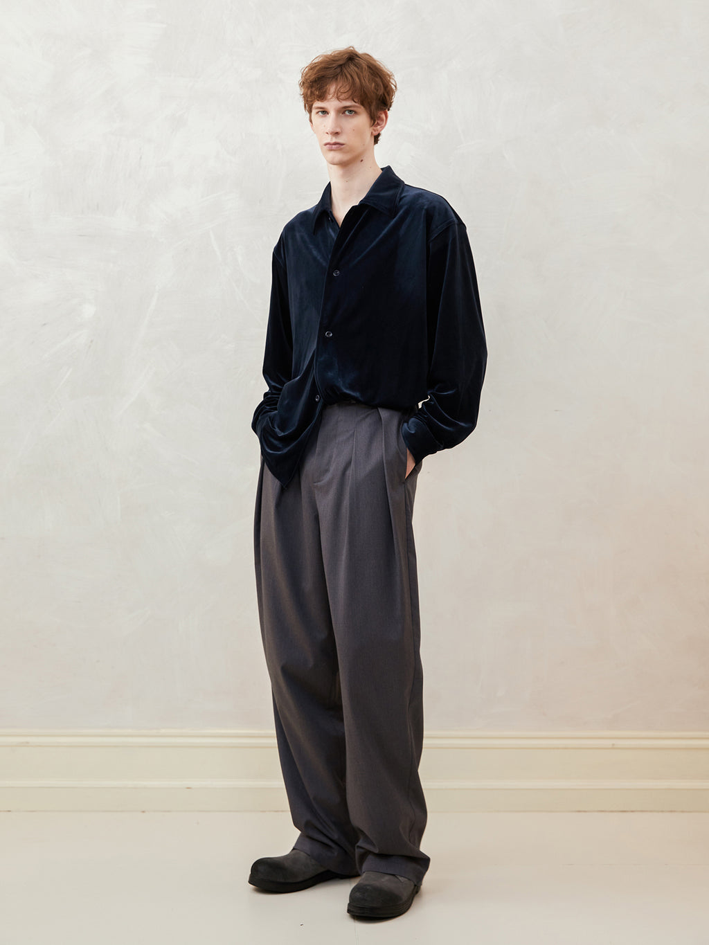 Loose Fit Velvet Long Sleeve Shirt