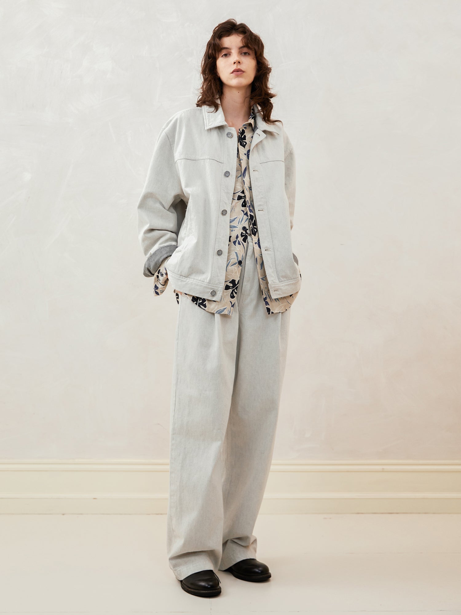 Cotton and Linen Printed Long-Sleeve Shirt