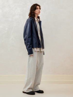 An eco-friendly PU leather structured jacket