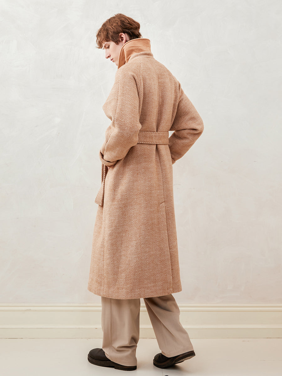 Herringbone Drop Shoulder Overcoat