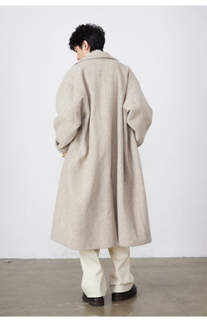 Over-Silhouette Drop Shoulder Wool Trench Coat
