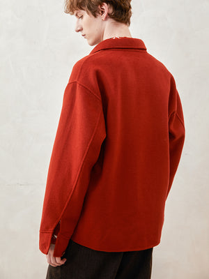 Silk and Wool Blend Reversible Shirt Jacket