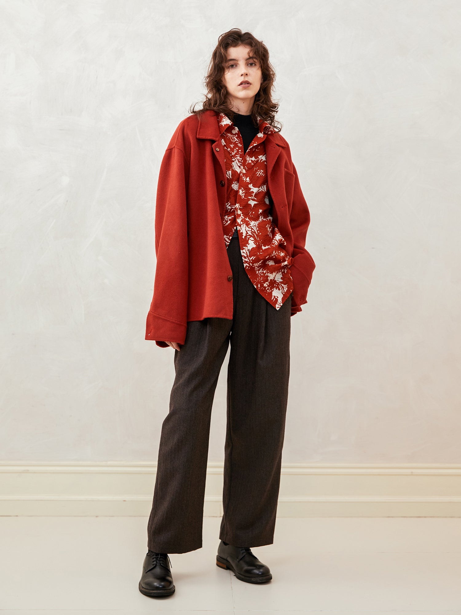Sunned Red Printed Long-Sleeve Shirt