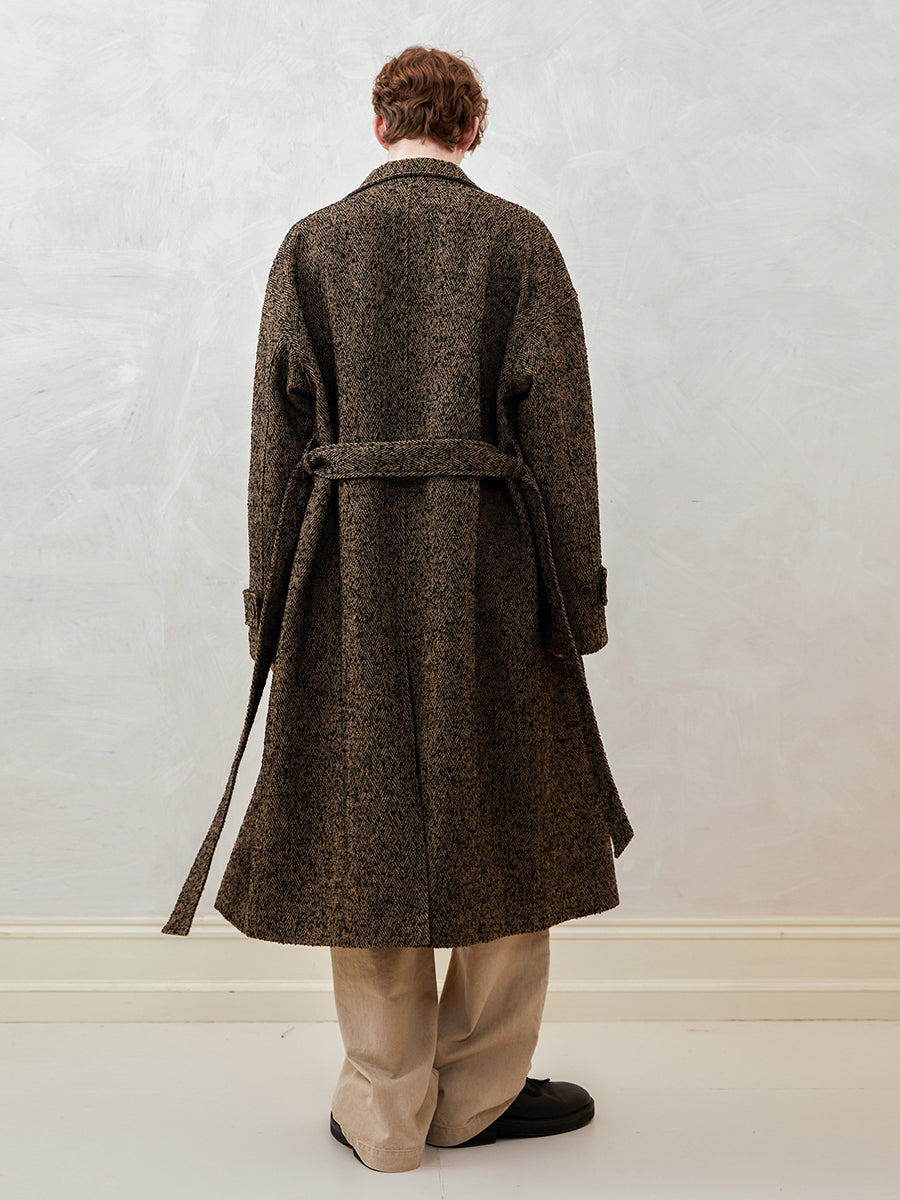 Herringbone Double-Breasted Coat