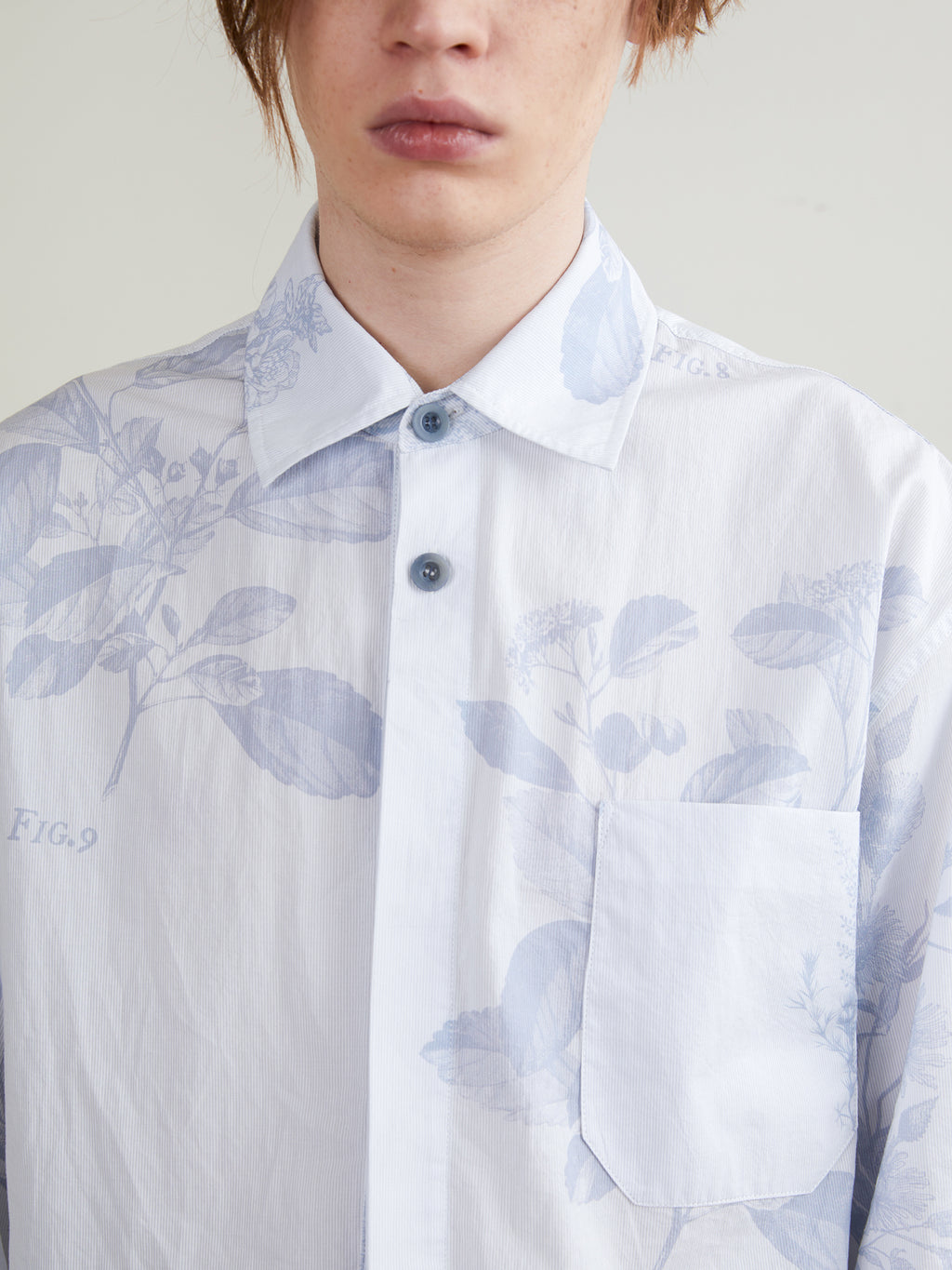 Pale Blue Printed Pinstripe Long-Sleeve Shirt
