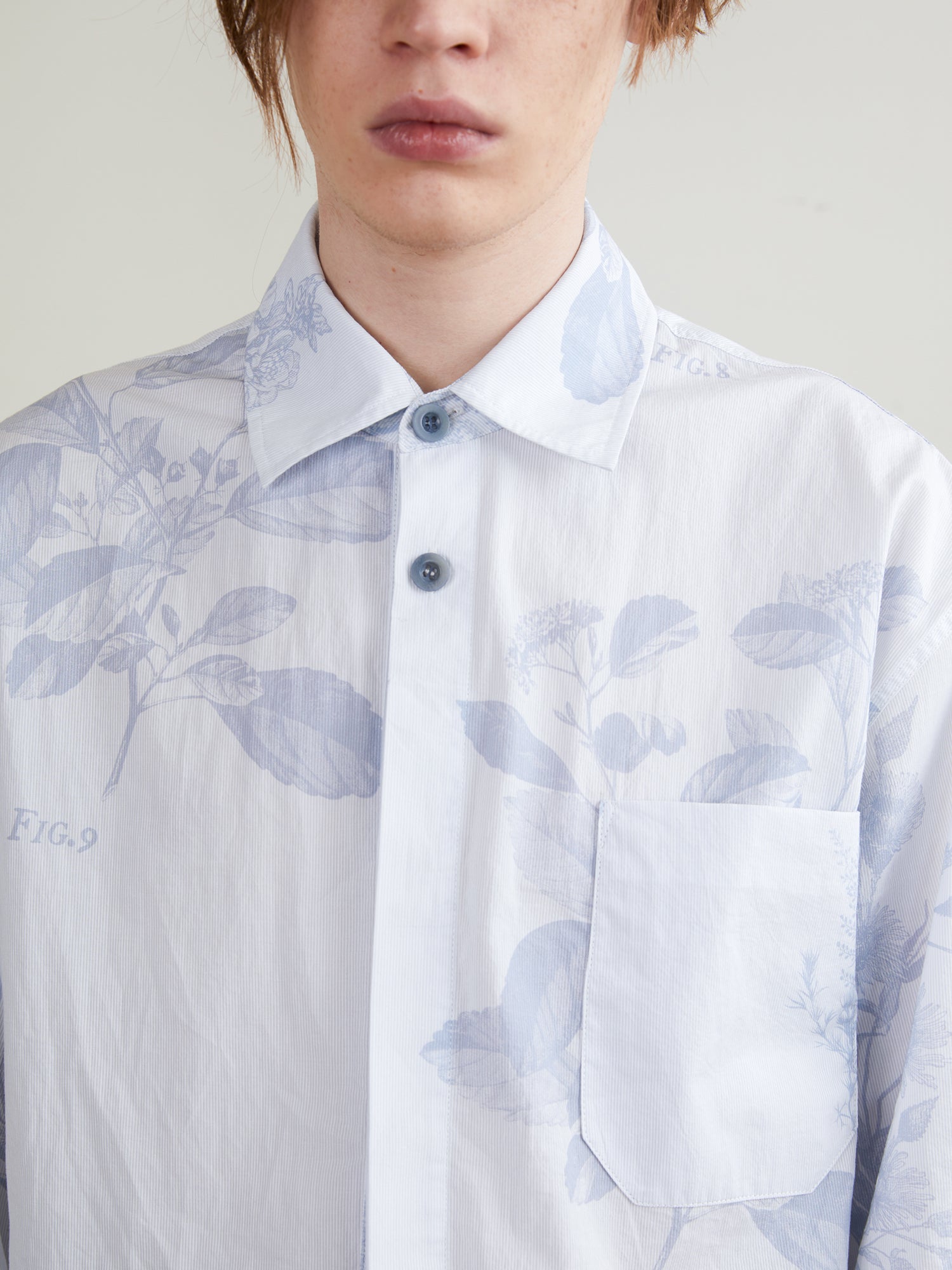Pale Blue Printed Pinstripe Long-Sleeve Shirt