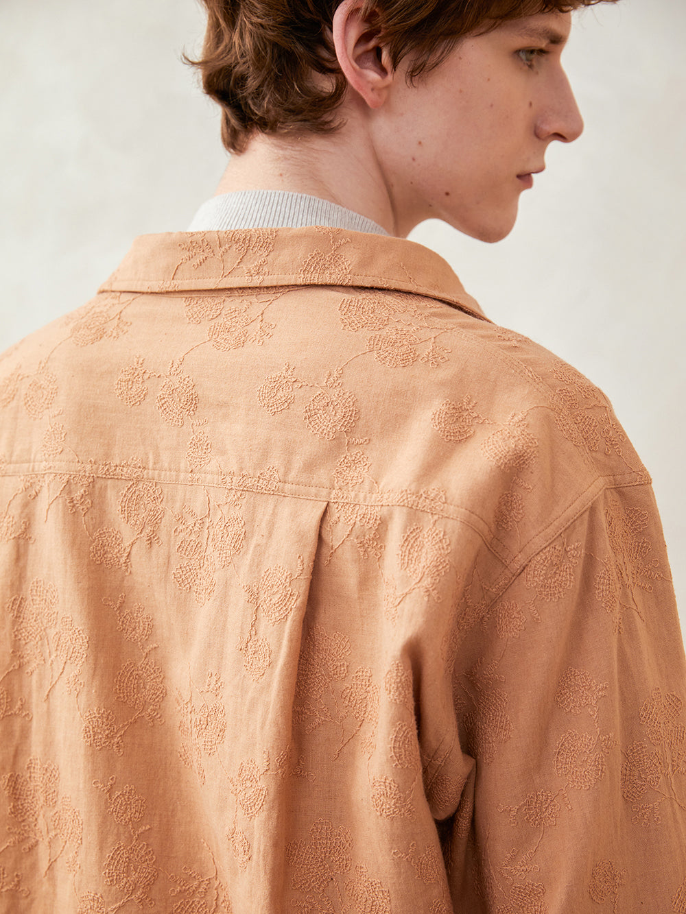 Cotton-Linen Embroidered Long-Sleeve Shirt