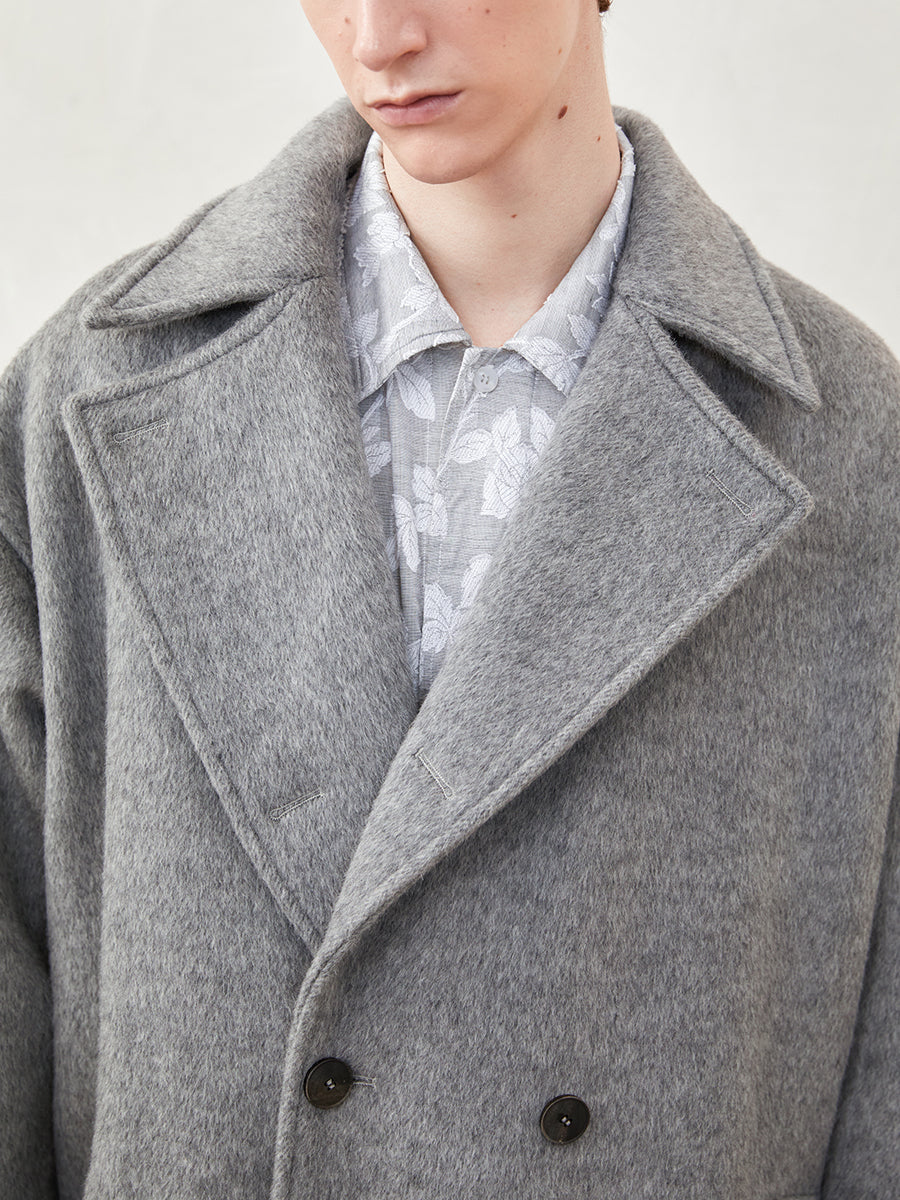 Oversized Drop Shoulder Double-Breasted Coat
