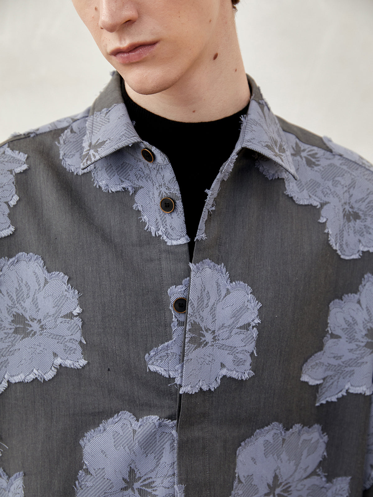 Loose Jacquard Shirt Jacket