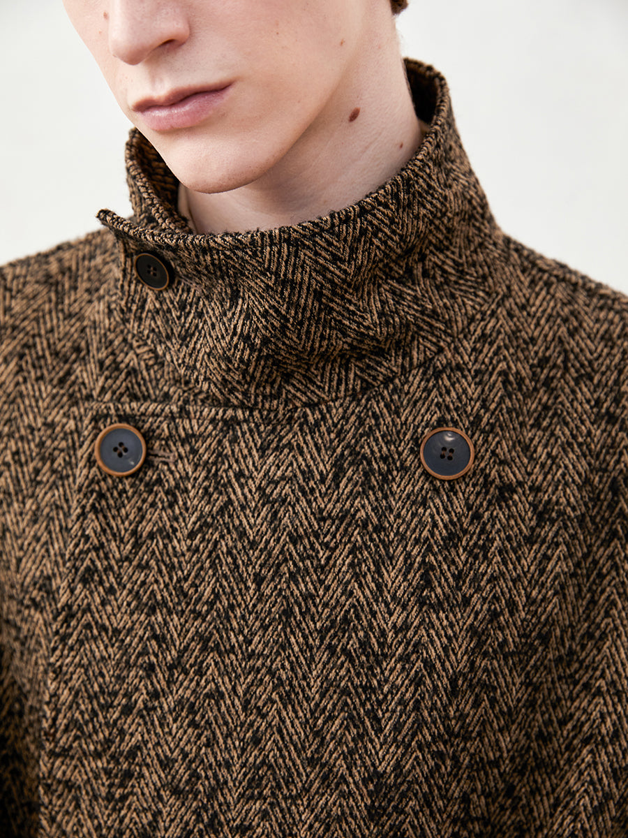 Herringbone Double-Breasted Coat