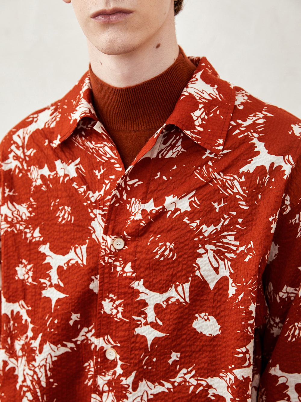 Sunned Red Printed Long-Sleeve Shirt