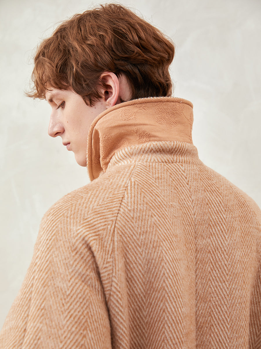 Herringbone Drop Shoulder Overcoat