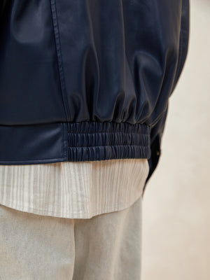 An eco-friendly PU leather structured jacket