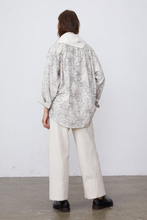 Linen Blend Printed Long-Sleeved Shirt