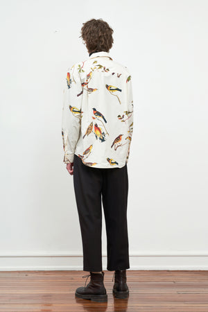 Sandwashed Printed Cotton Long-Sleeved Shirt