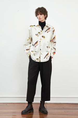 Sandwashed Printed Cotton Long-Sleeved Shirt