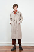 Single-Breasted Extended Shoulder Alpaca Wool Trench Coat