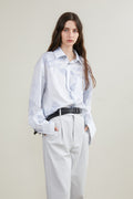 Pale Blue Printed Pinstripe Long-Sleeve Shirt