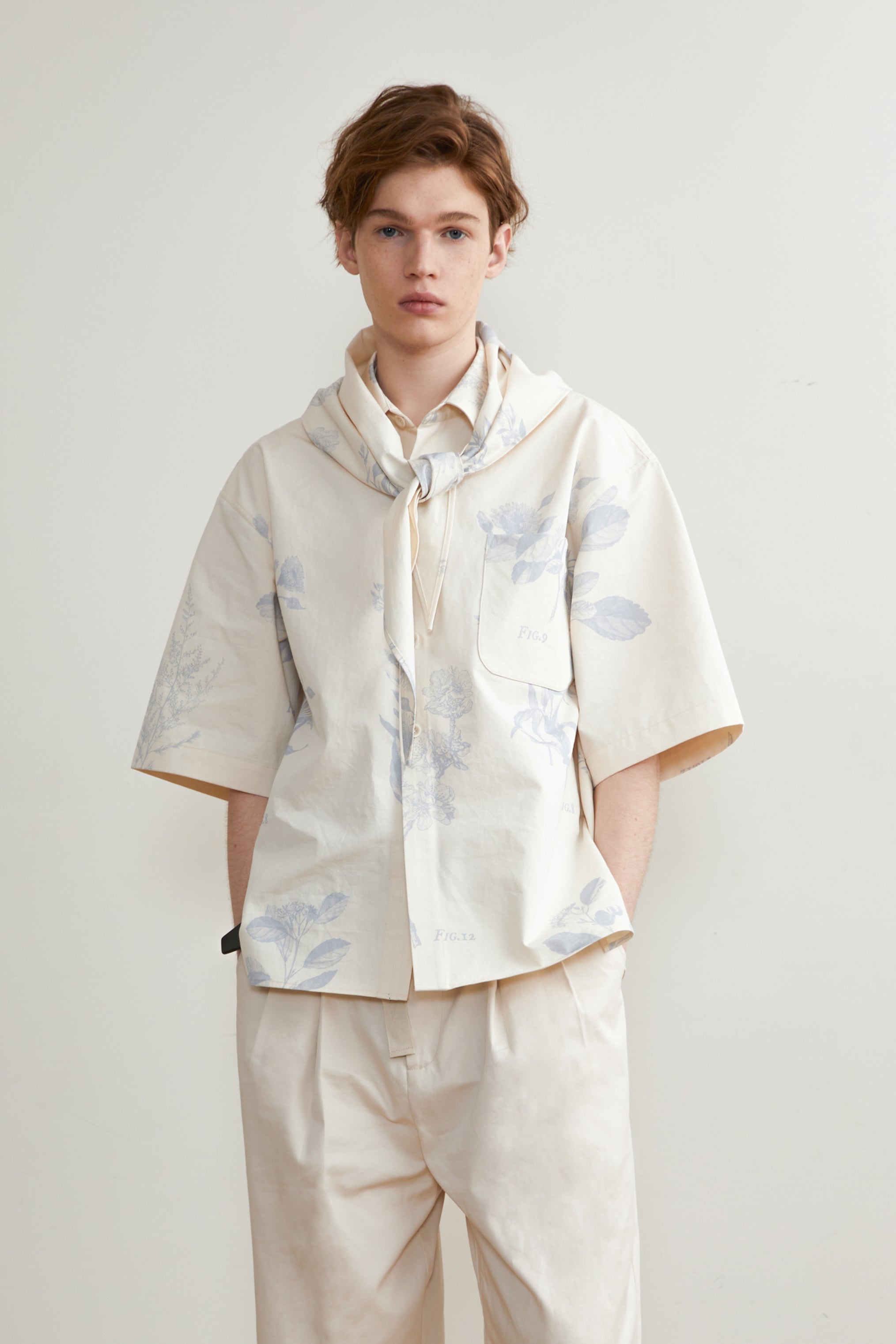 Printed Twill Cotton Short-Sleeved Shirt