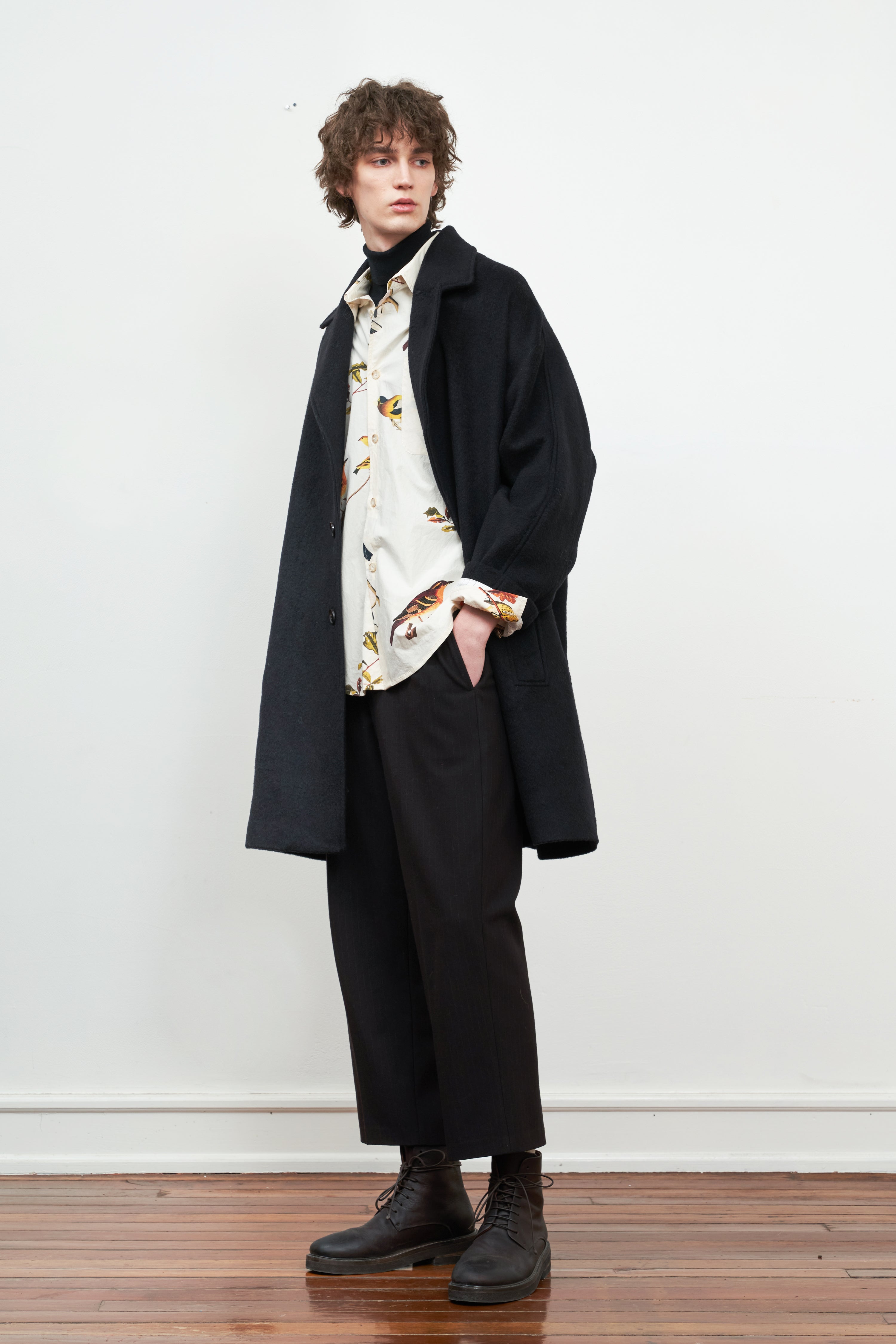 Sandwashed Printed Cotton Long-Sleeved Shirt