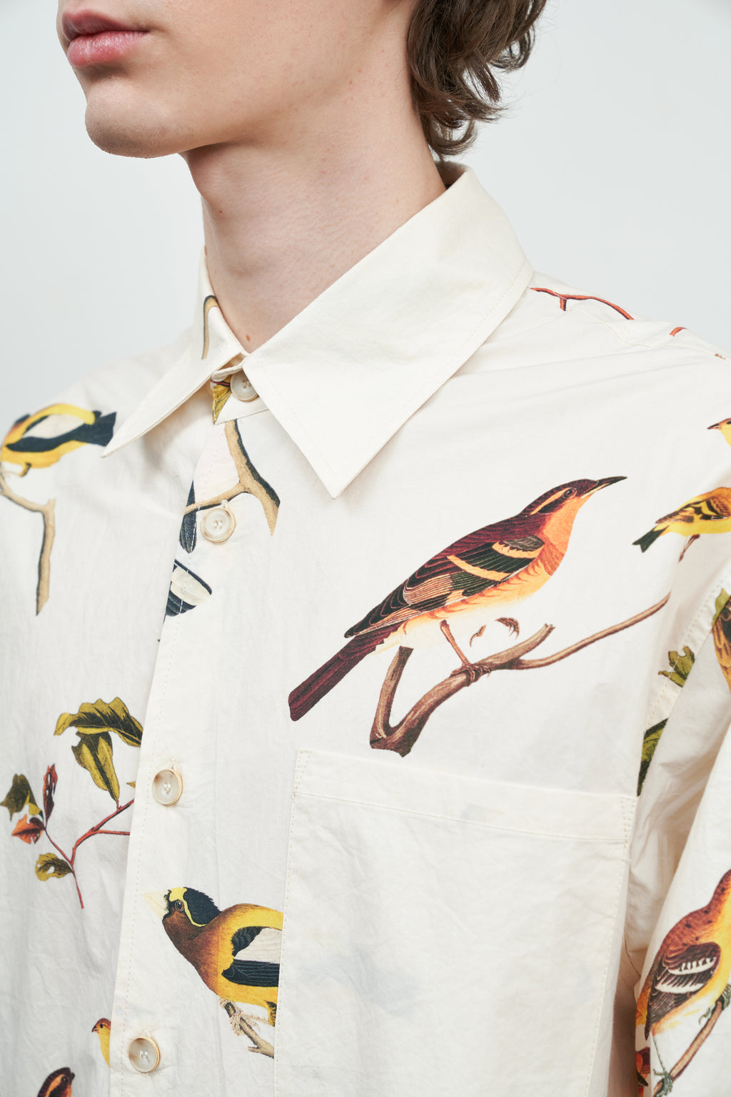 Sandwashed Printed Cotton Long-Sleeved Shirt