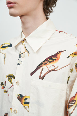 Sandwashed Printed Cotton Long-Sleeved Shirt